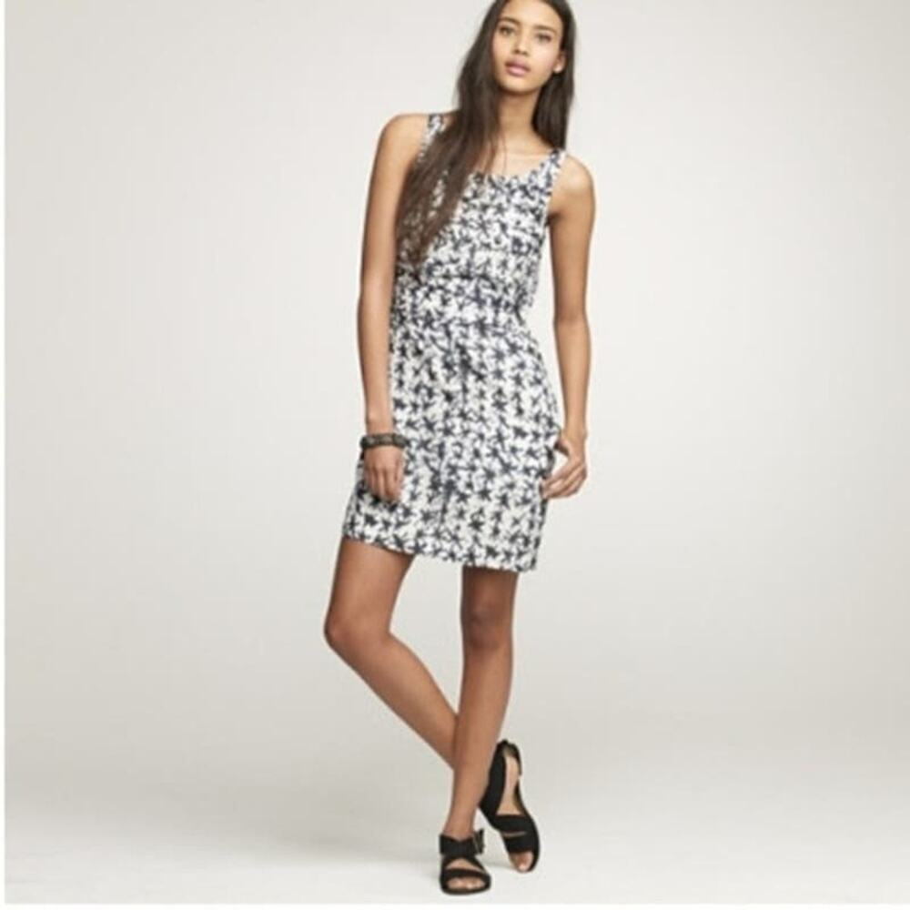 J. Crew Knotty Starfish‎ Silk Navy & White Blend Dress 2